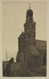 28967 Gezicht op het westelijke gedeelte van de Nicolaikerk te Utrecht met de beide torens en de eerste travee van het ...